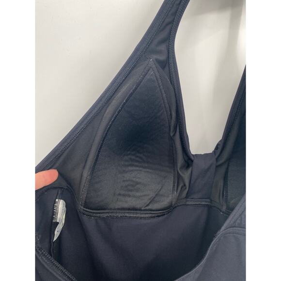 Lands End Black Halter Top Tankini Swimsuit Shelf Bra V-neck size 14 Long - Picture 7 of 7